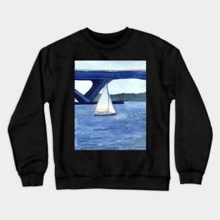 "Off to a journey" Sailboat Watercolor Painting Crewneck Sweatshirt